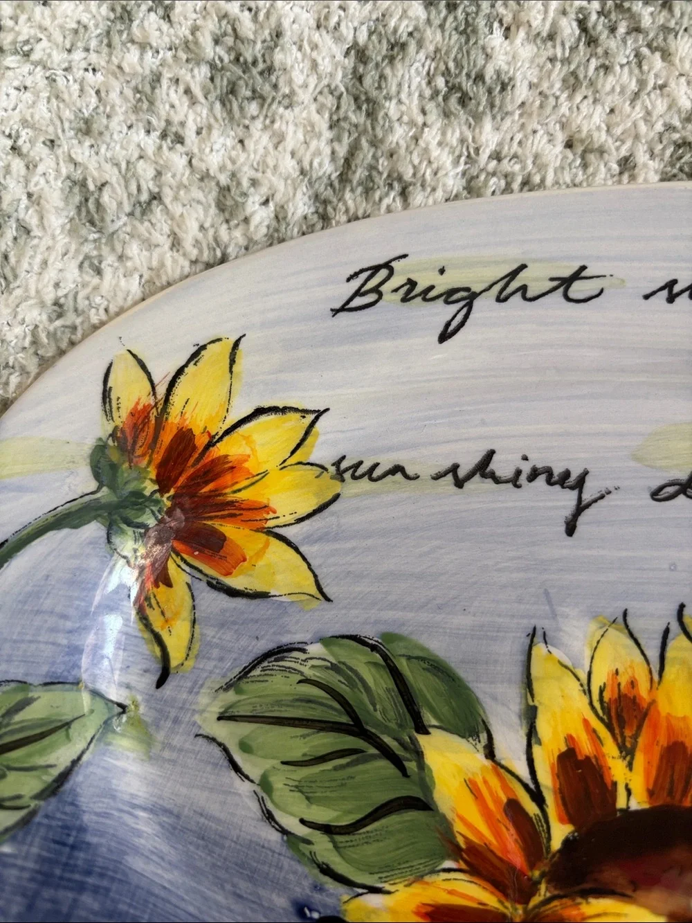 Hand-Painted Ceramic Sunflower Oval Serving Platter NWT 11.5x7”